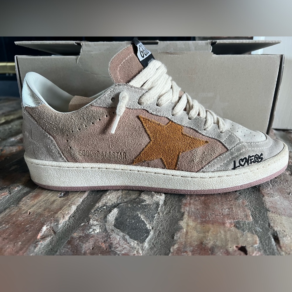 Golden Goose Women's Ball Star in suede with Orange star - Size 38 - Picture 4 of 12